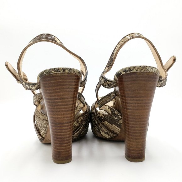 Coach Karolina Snake Print Strappy Platform Shoe Peep Toe Sandal Heel Pumps 10 - Picture 5 of 8